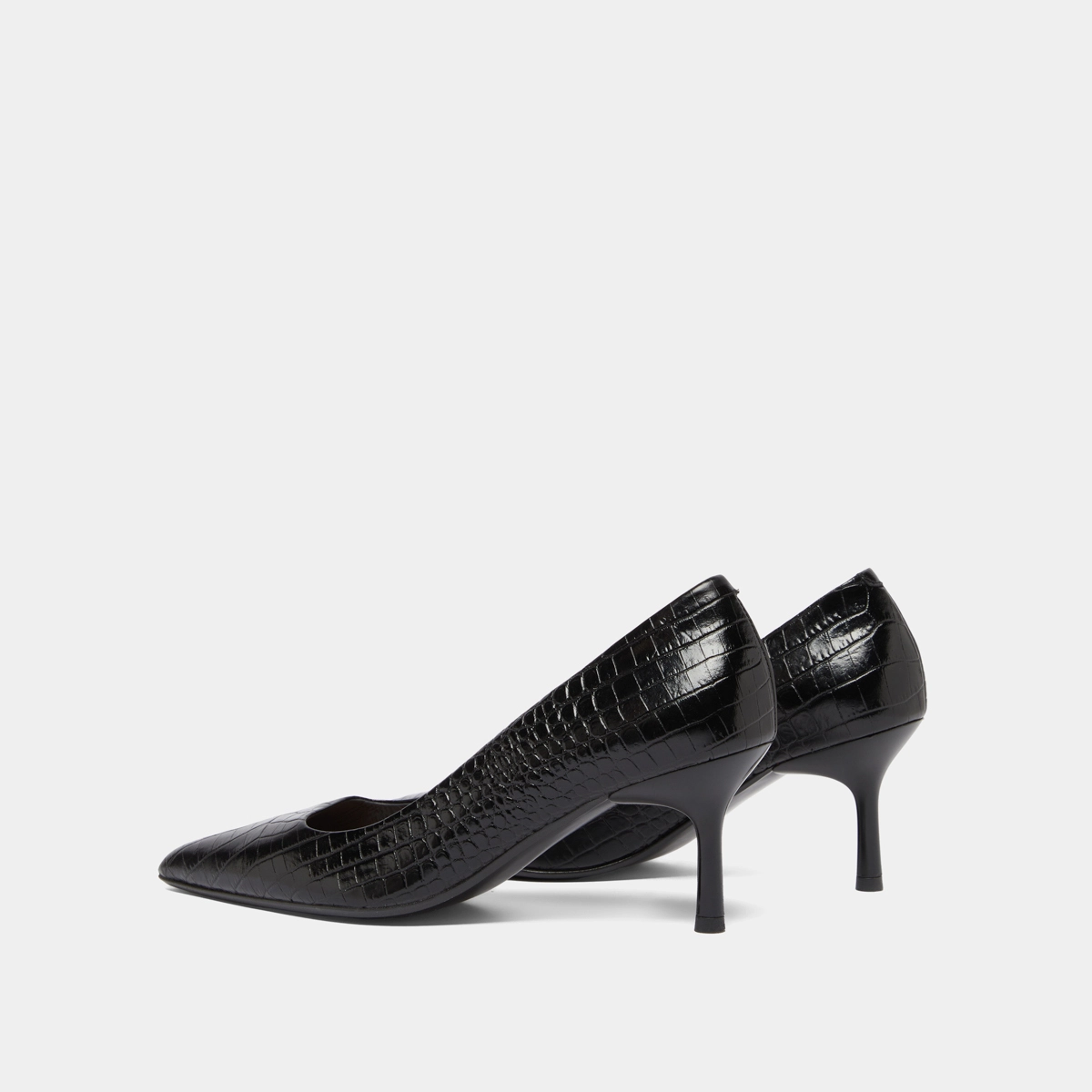 Escarpins &agrave; bouts pointus en cuir reptile noir | DUNDEE | Jonak