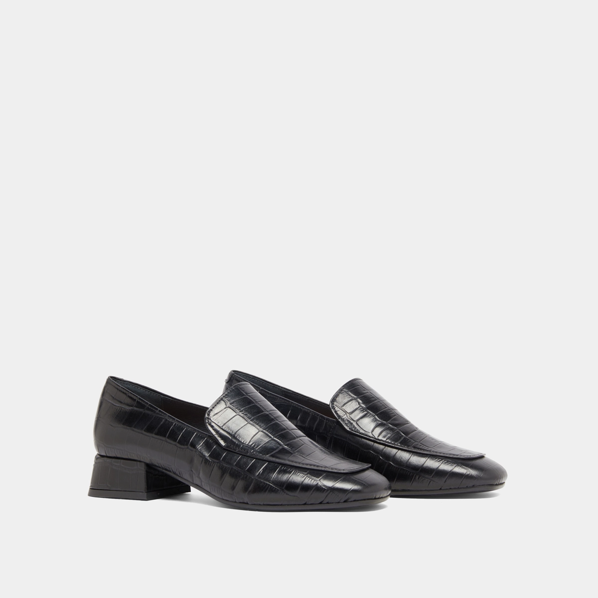 Mocassins à bouts arrondis en cuir reptile noir | DYNAMIC | Jonak