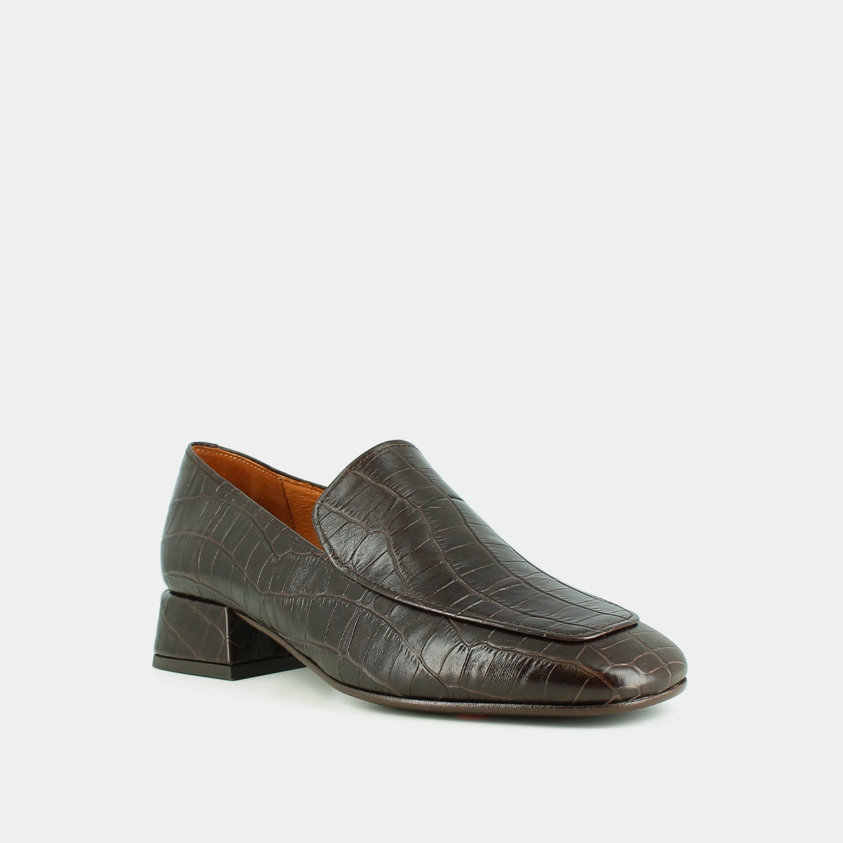 Mocassins &agrave; bouts arrondis en cuir reptile marron | DYNAMIC | Jonak
