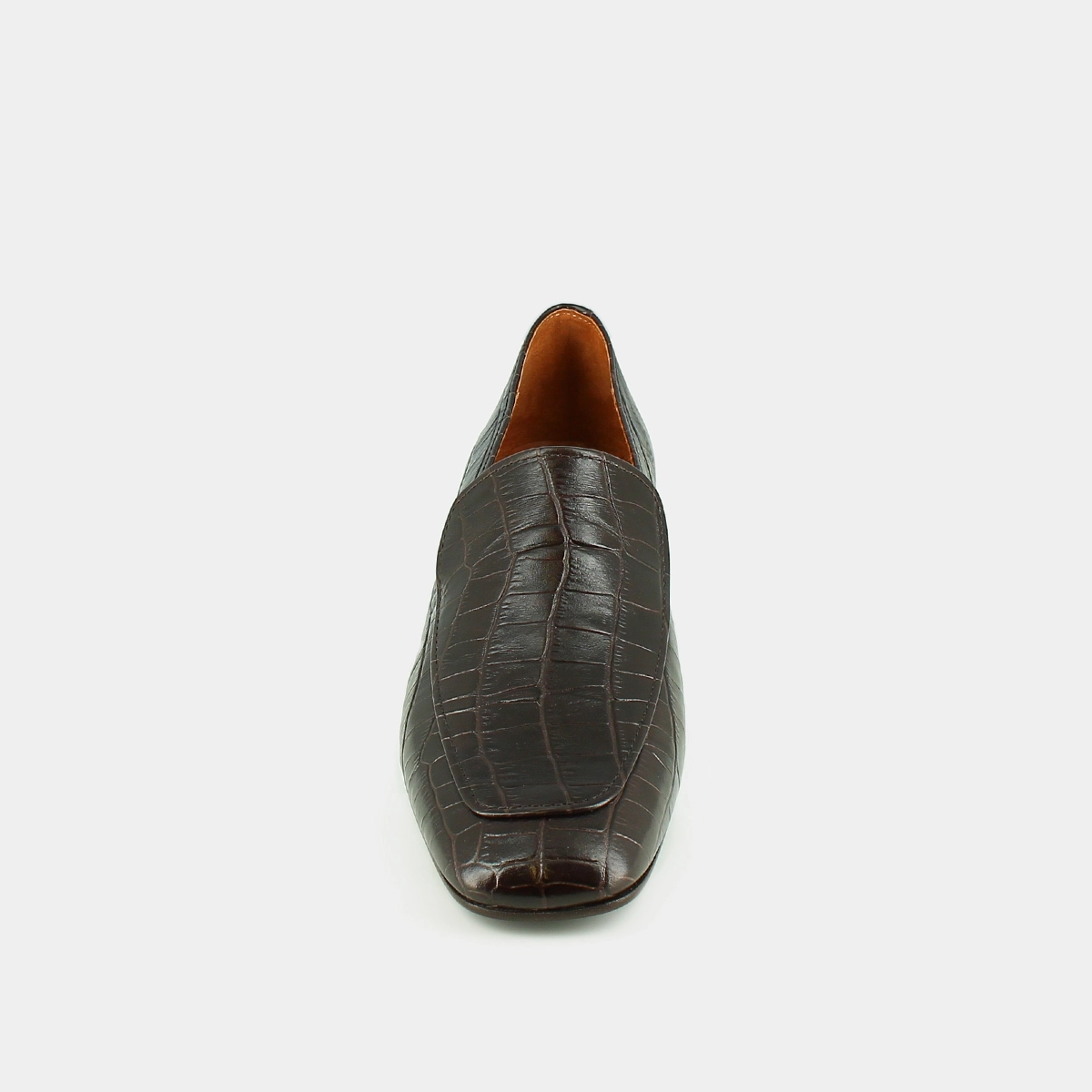 Mocassins &agrave; bouts arrondis en cuir reptile marron | DYNAMIC | Jonak