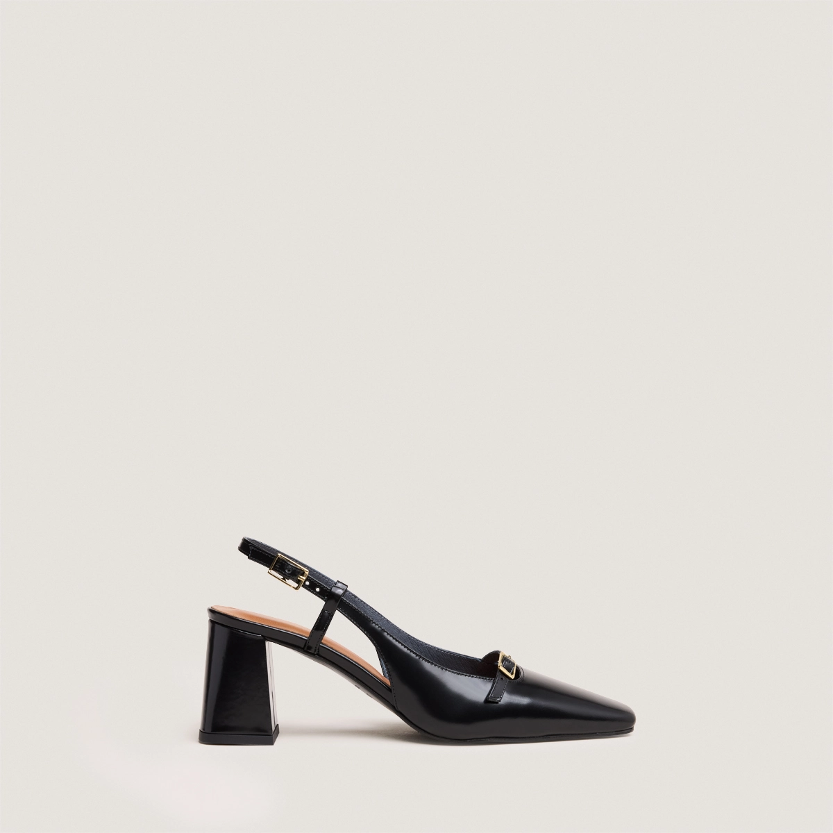 Slingbacks à talons en cuir glacé noir | DADELLE | Jonak