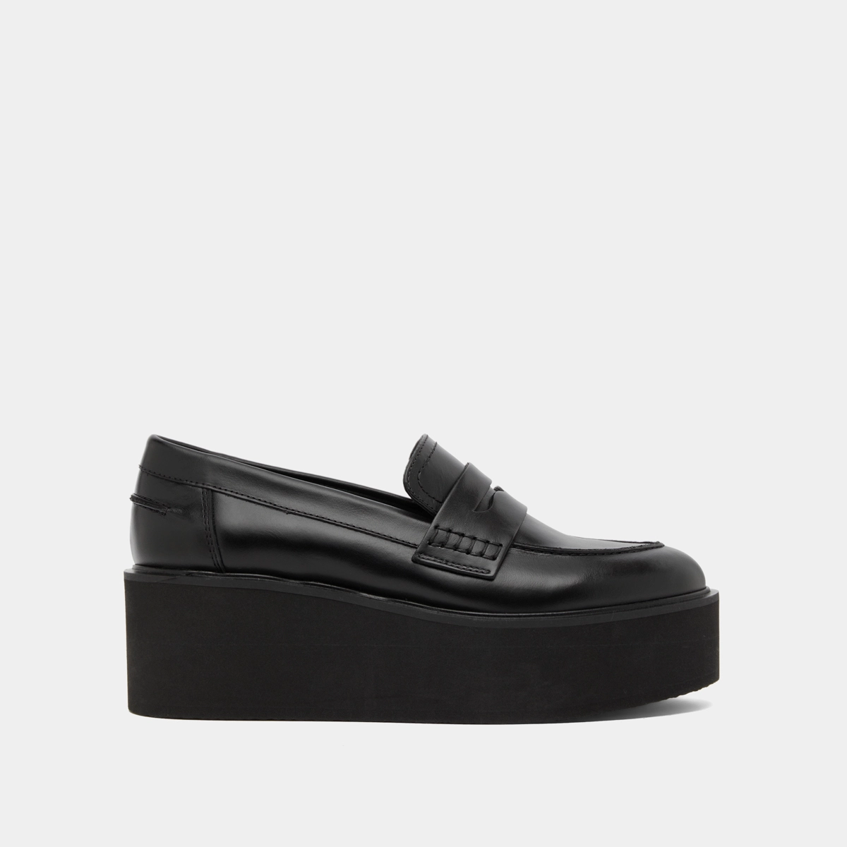Mocassins compens&eacute;s en cuir noir | ANJA | Jonak