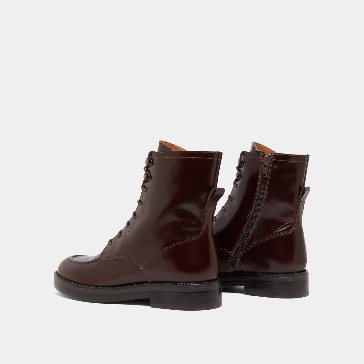 Boots &agrave; lacets en cuir marron | ALIDA | Jonak