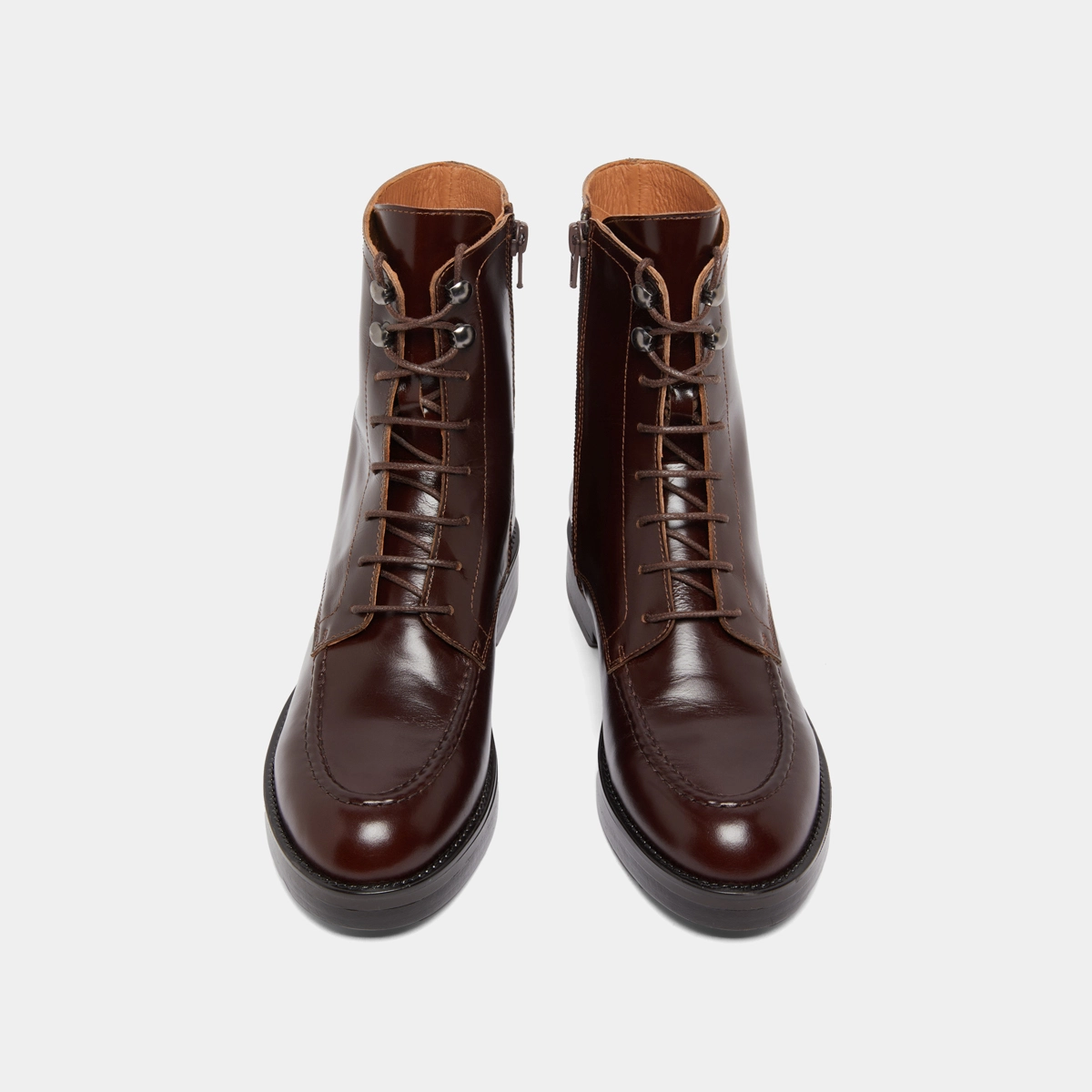 Boots &agrave; lacets en cuir marron | ALIDA | Jonak