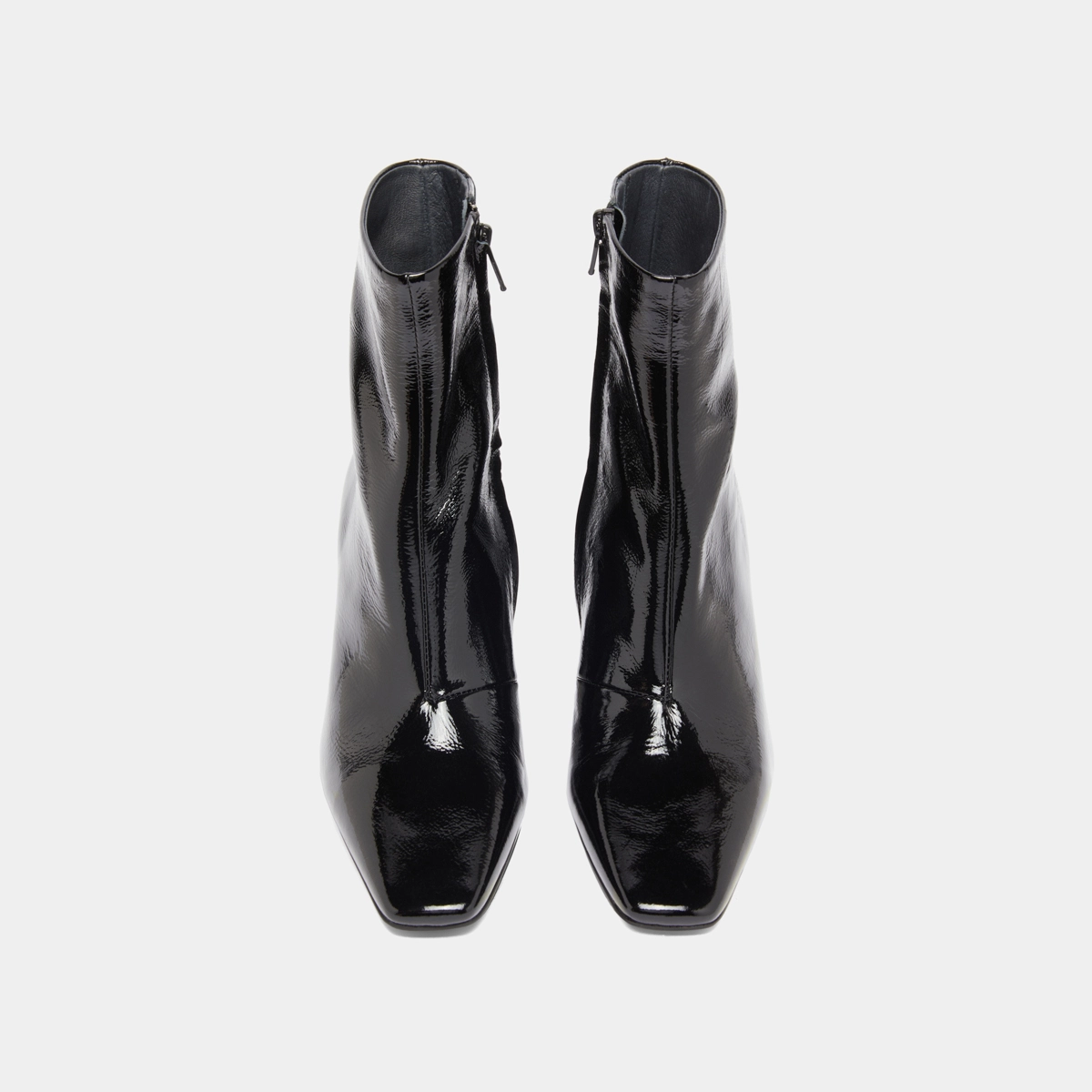Bottines à bouts pointus en vernis plissé noir | DALIBAR | Jonak