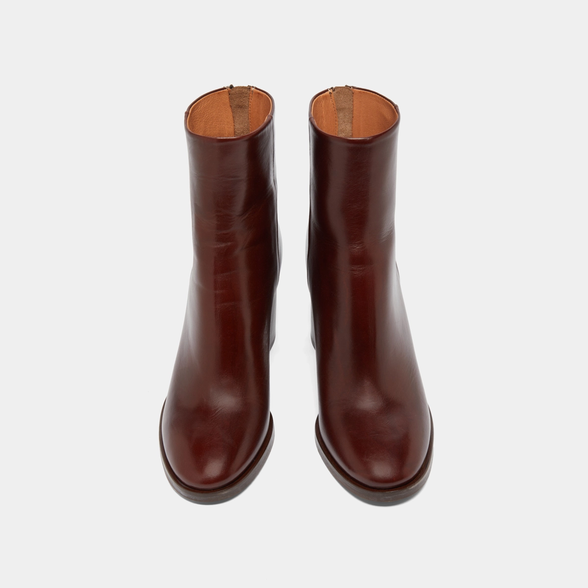 Bottines à talons en cuir patiné marron | DEEP | Jonak