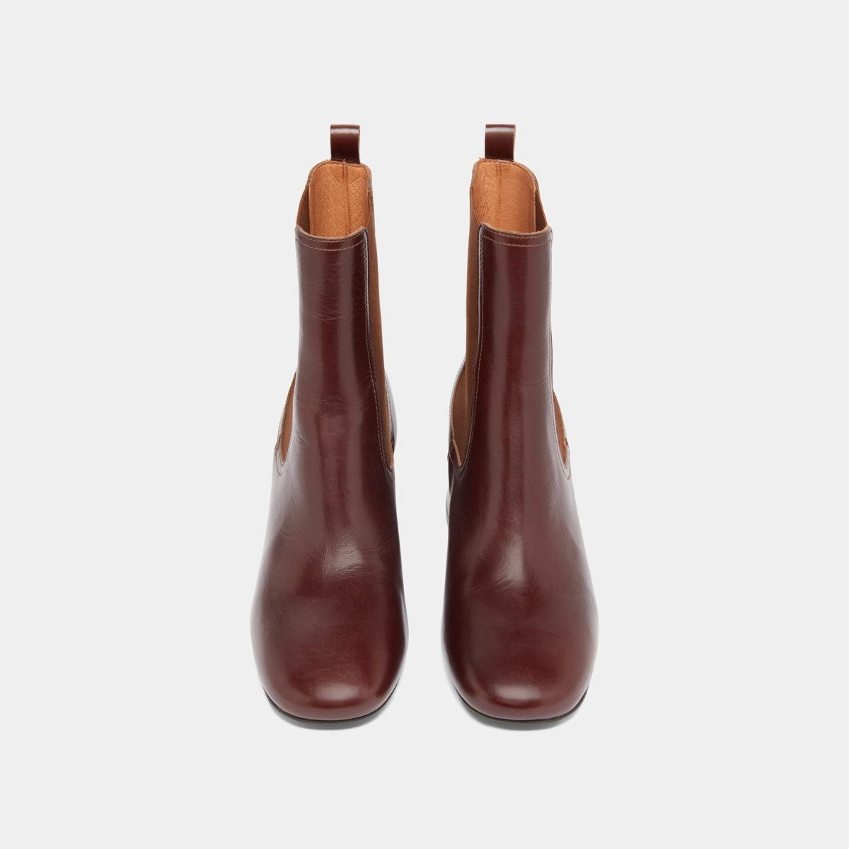 Bottines à talons et élastiques en cuir marron | DENON | Jonak