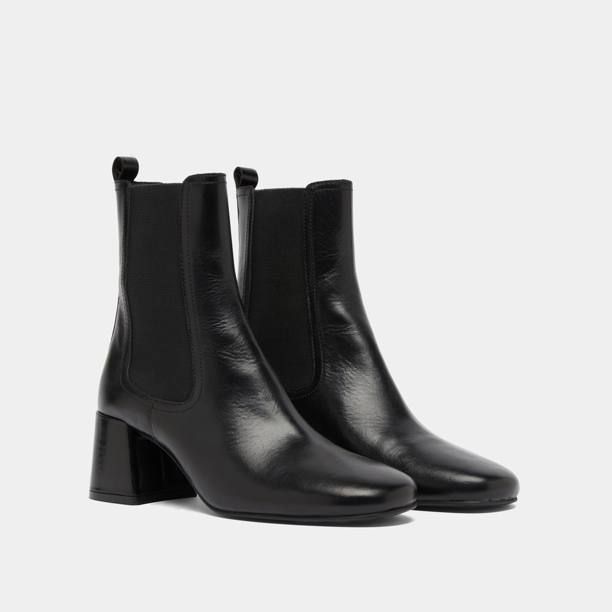 Bottines à talons et élastiques en cuir noir | DENON | Jonak