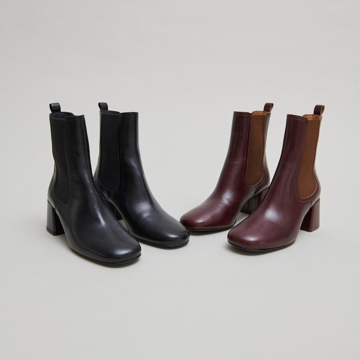 Bottines à talons et élastiques en cuir noir | DENON | Jonak