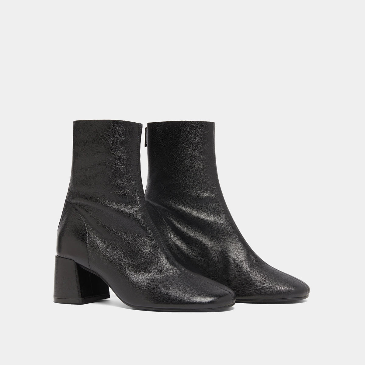 Bottines à fermetures éclairs arrières en cuir grainé noir | DENONIE | Jonak