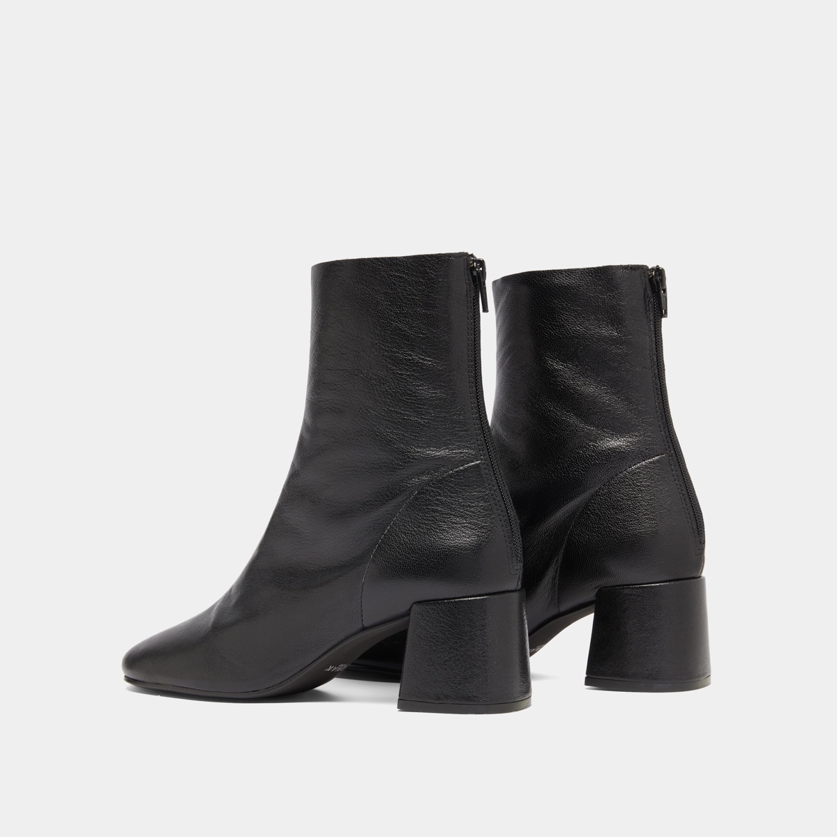 Bottines à fermetures éclairs arrières en cuir grainé noir | DENONIE | Jonak