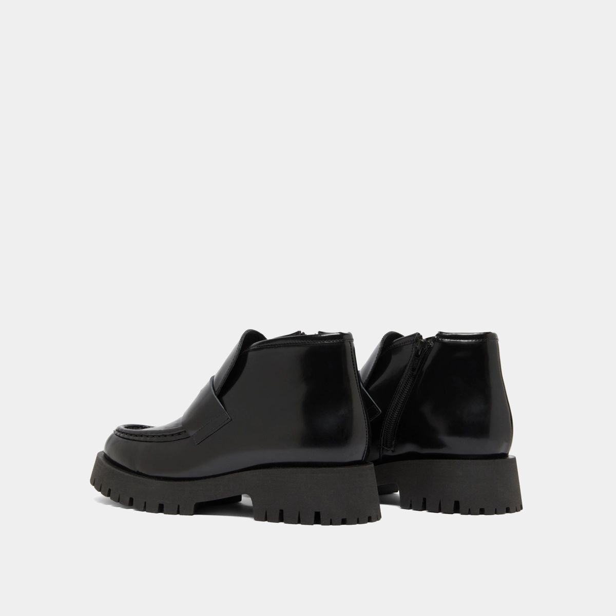 Boots à empiècements en cuir glacé noir | DESK | Jonak