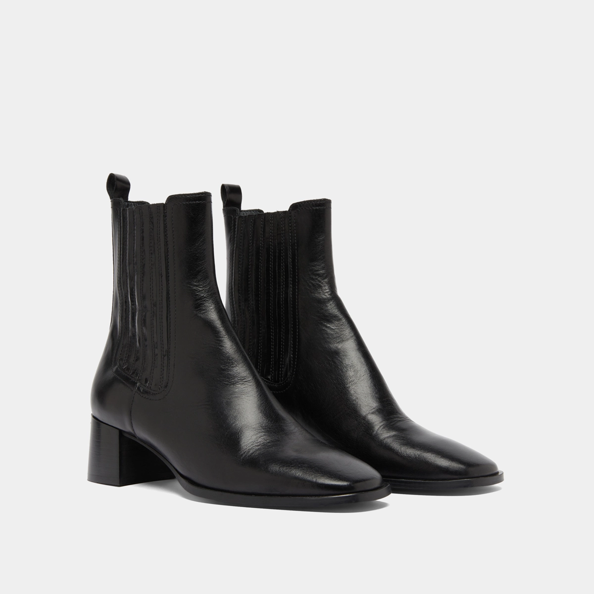 Bottines à fronces en cuir noir | DINGO | Jonak