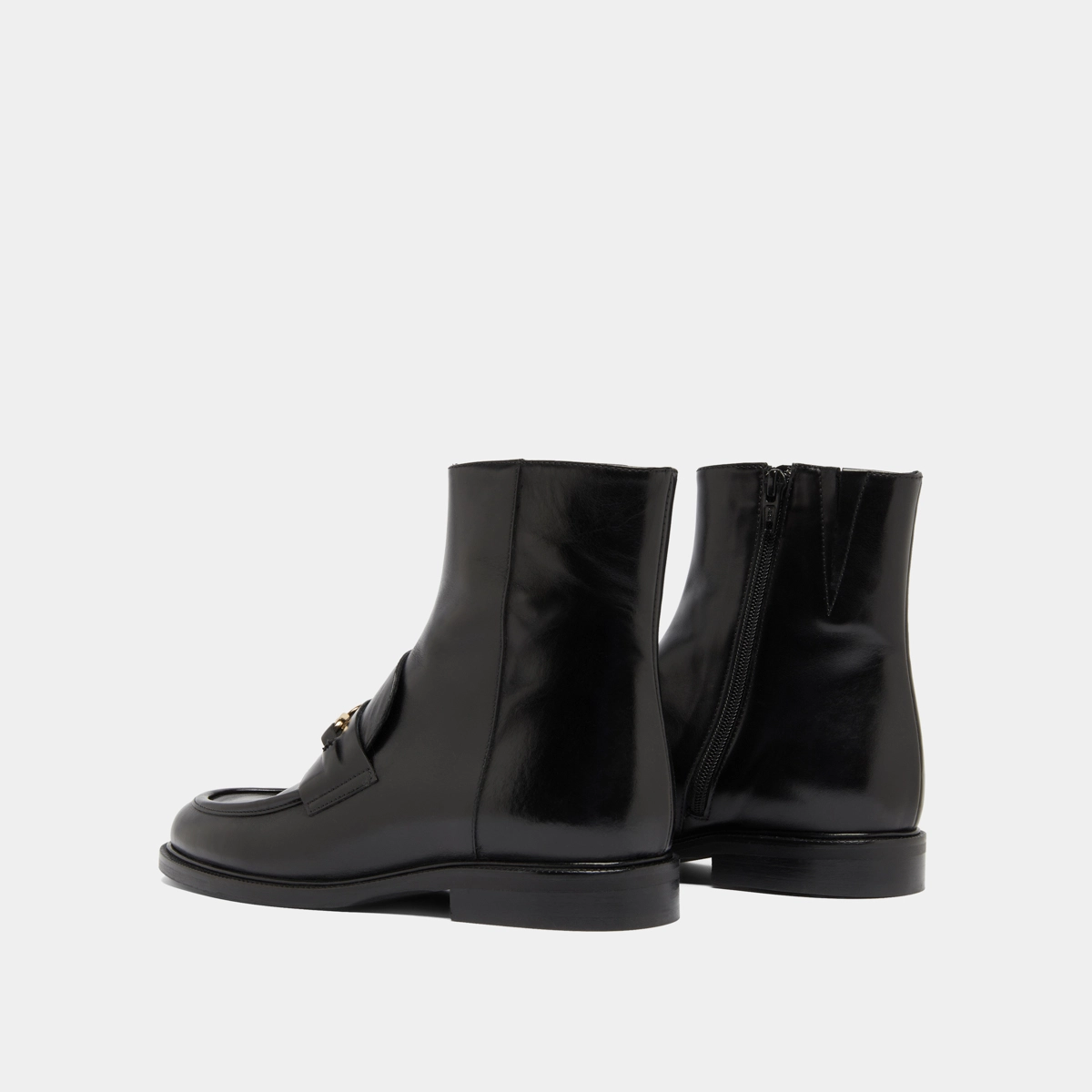 Boots à mors dorés en cuir noir | DIVOK | Jonak