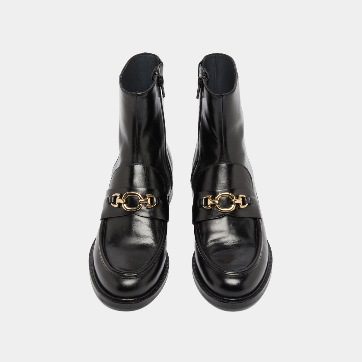Boots à mors dorés en cuir noir | DIVOK | Jonak