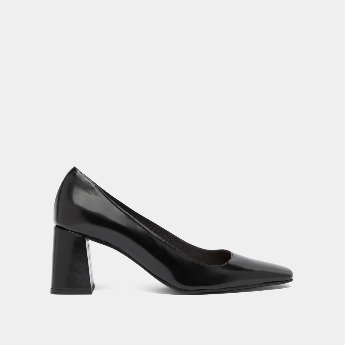 Escarpins à larges talons en cuir glacé noir | DODEME | Jonak