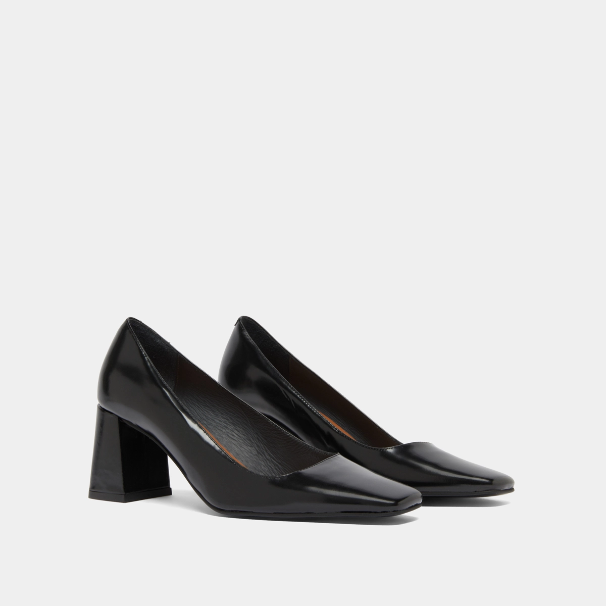 Escarpins à larges talons en cuir glacé noir | DODEME | Jonak