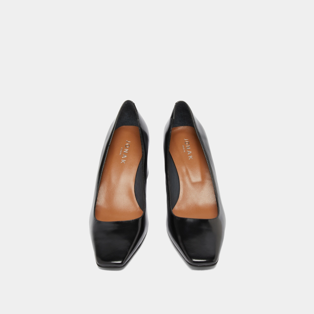 Escarpins à larges talons en cuir glacé noir | DODEME | Jonak