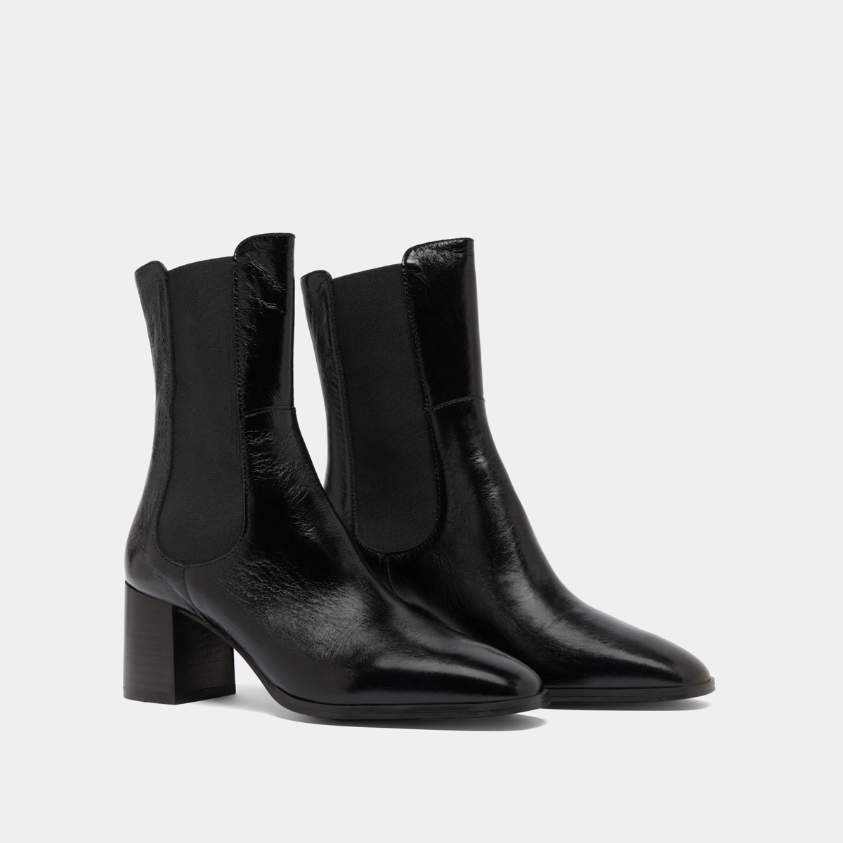 Bottines à élastiques en cuir brillant noir | DUCHA | Jonak