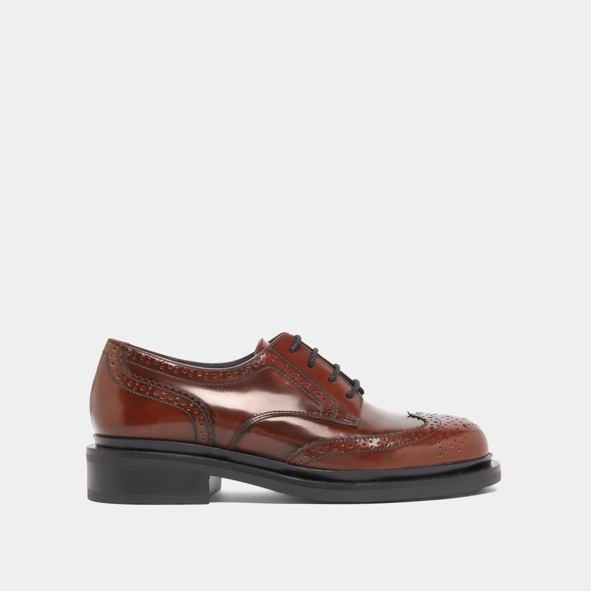 Derbies ajour&eacute;es en cuir glac&eacute; marron | DUERMO | Jonak