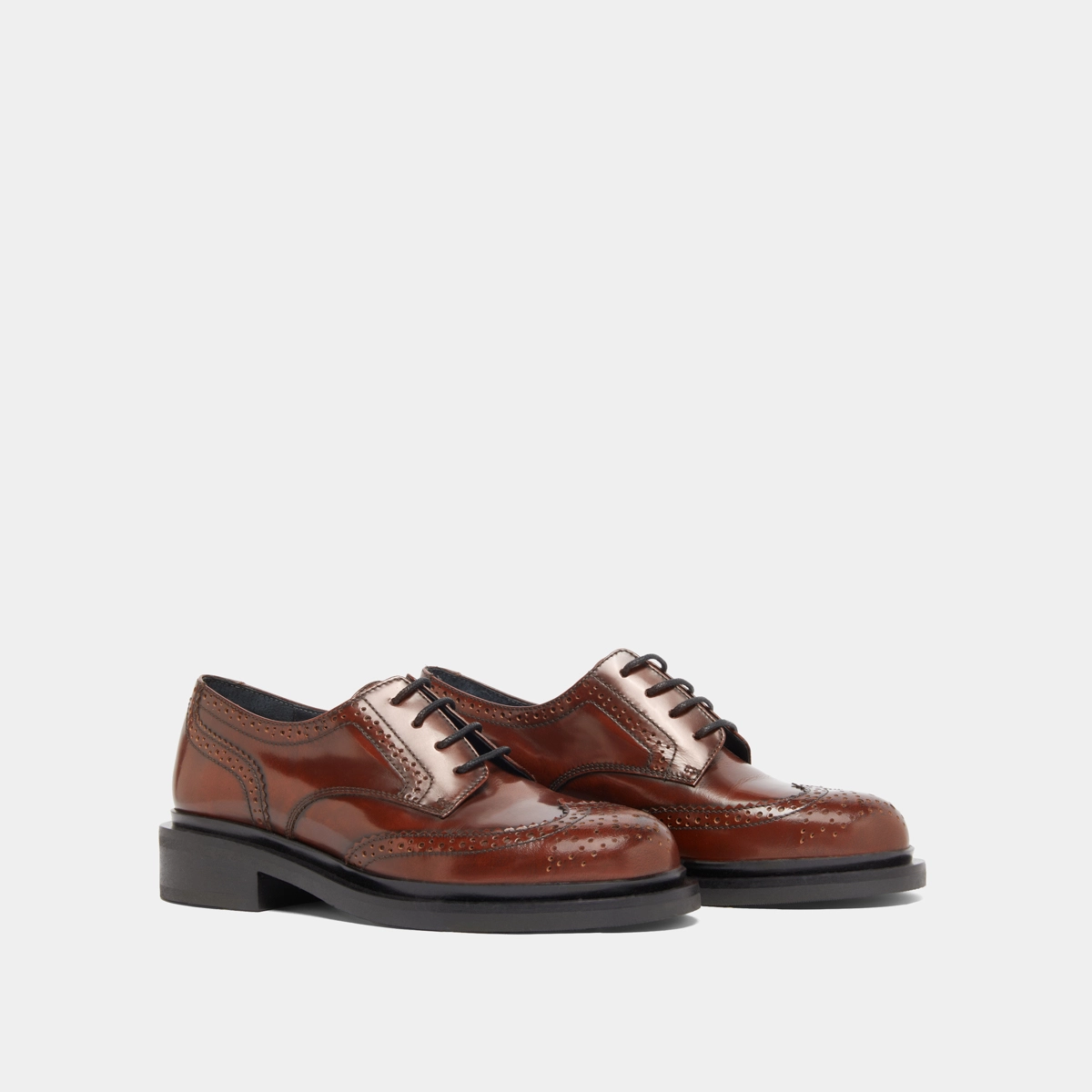 Derbies ajour&eacute;es en cuir glac&eacute; marron | DUERMO | Jonak
