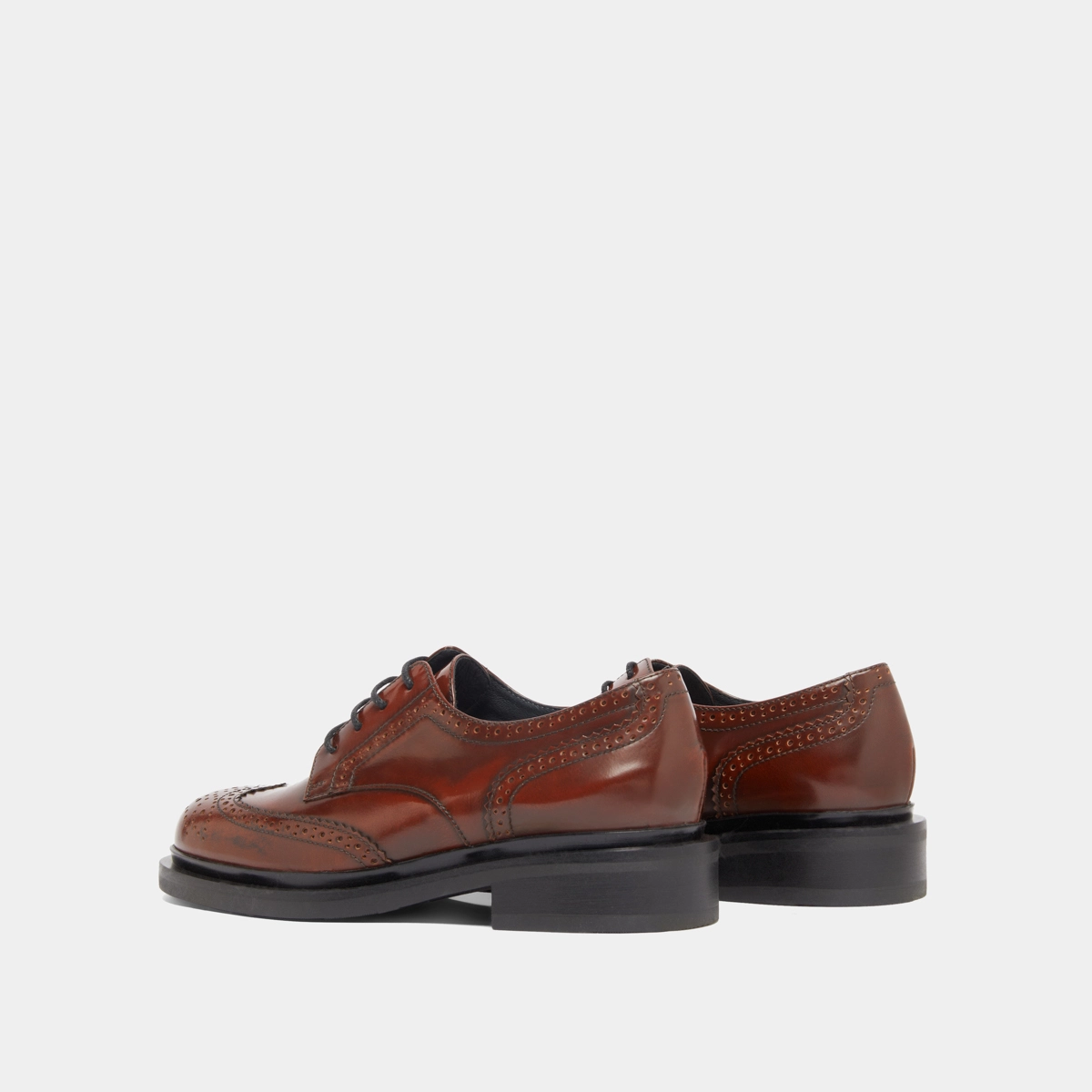 Derbies ajour&eacute;es en cuir glac&eacute; marron | DUERMO | Jonak