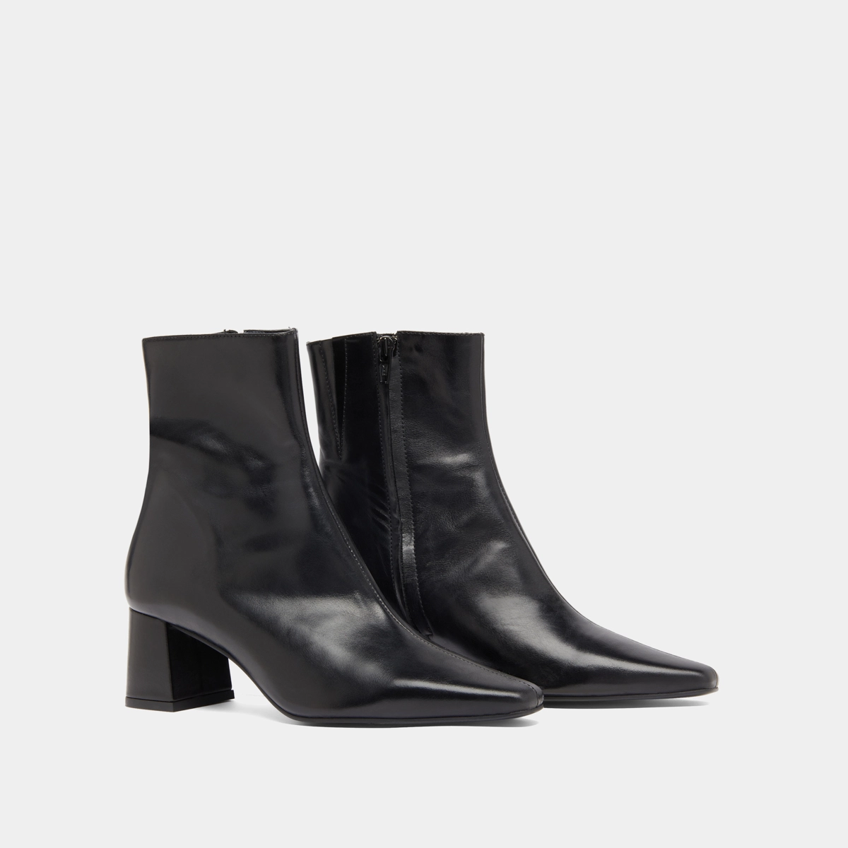 Bottines à larges talons en cuir noir | DYONISOS | Jonak