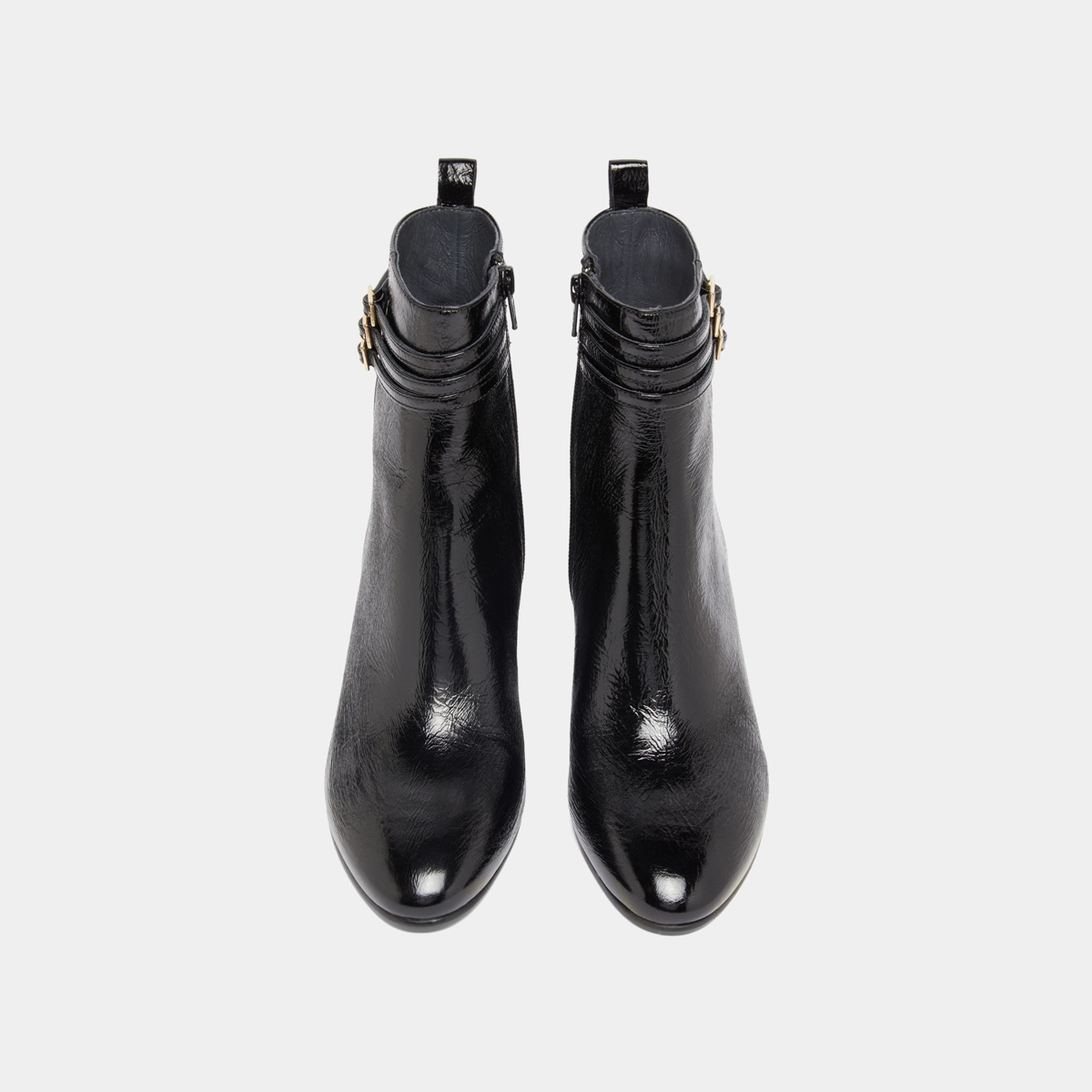 Bottines détaillées de boucles en vernis plissé noir | DURANO | Jonak