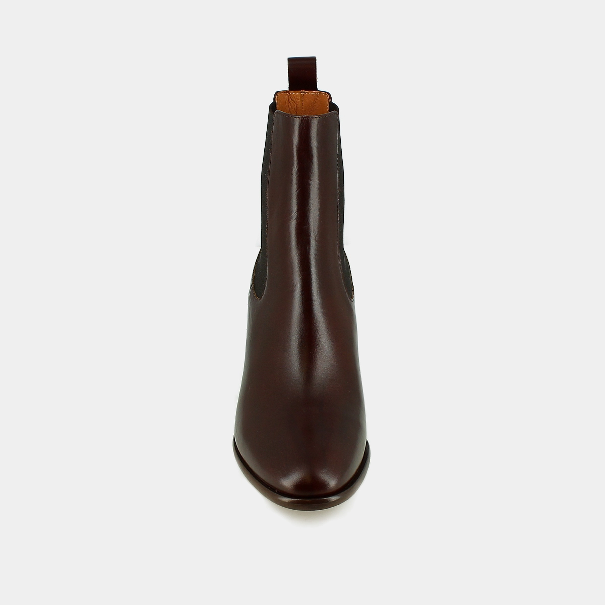 Bottines à talons et élastiques en cuir souple marron | DEVIN | Jonak
