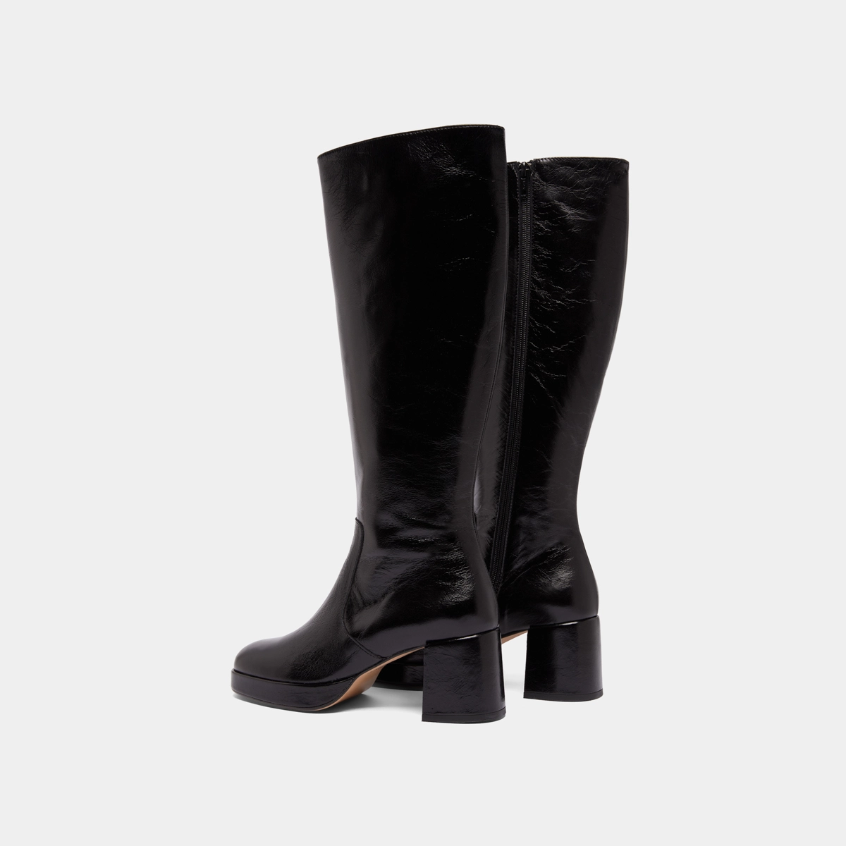 Bottes à talons et plateformes en cuir vieilli noir | VANEO | Jonak