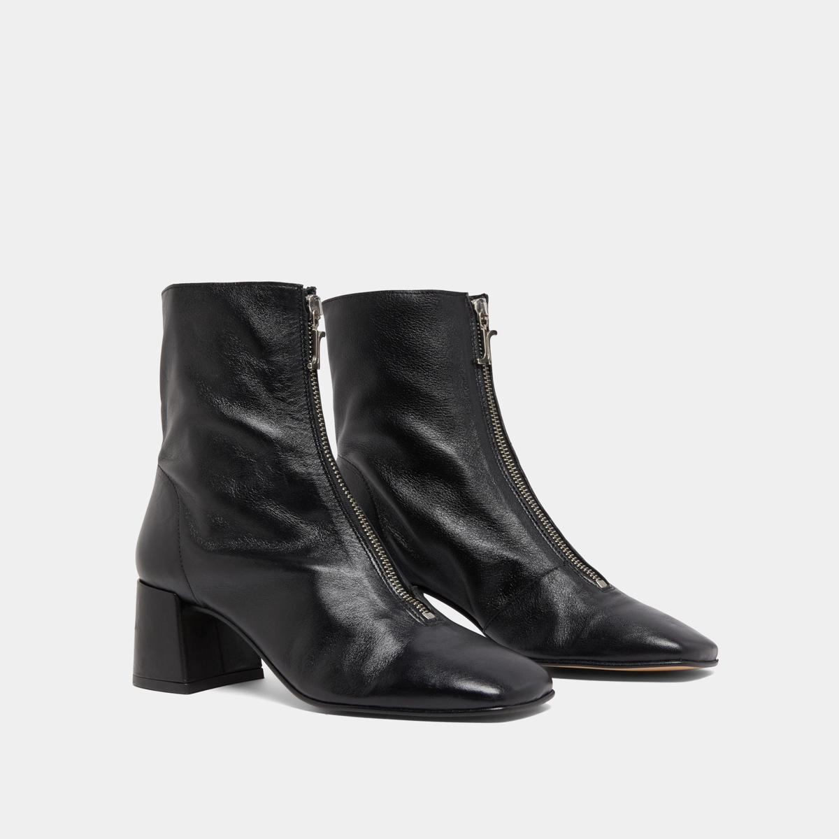 Bottines à fermetures éclairs avant en cuir noir | AMARYLLIS | Jonak