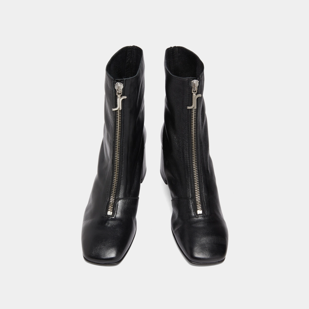 Bottines à fermetures éclairs avant en cuir noir | AMARYLLIS | Jonak