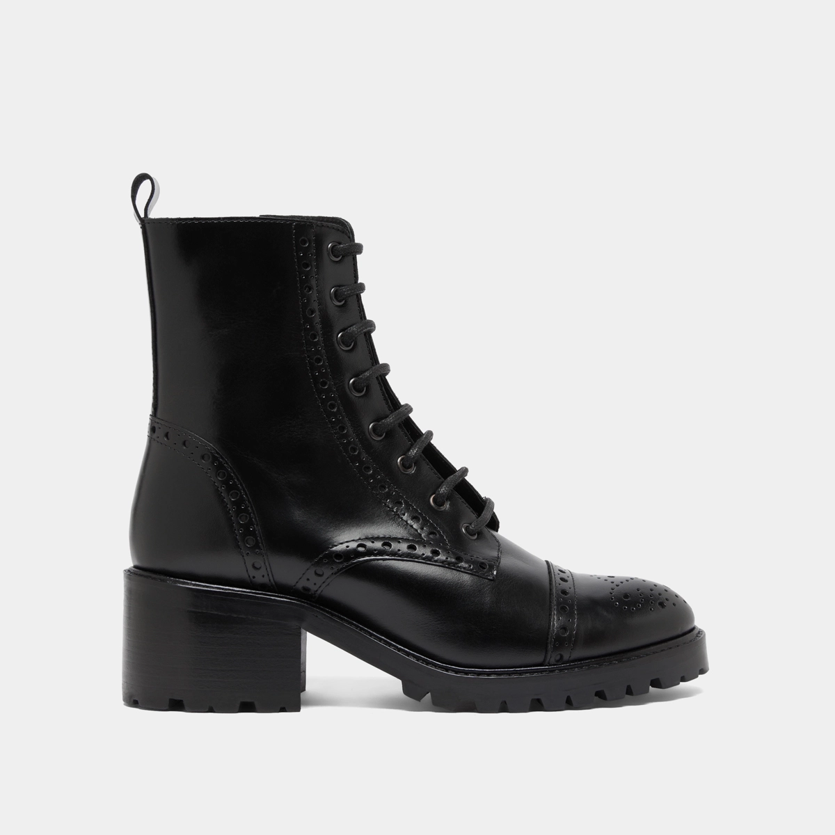 Boots &agrave; lacets et &agrave; talons en cuir noir | ANDERS | Jonak