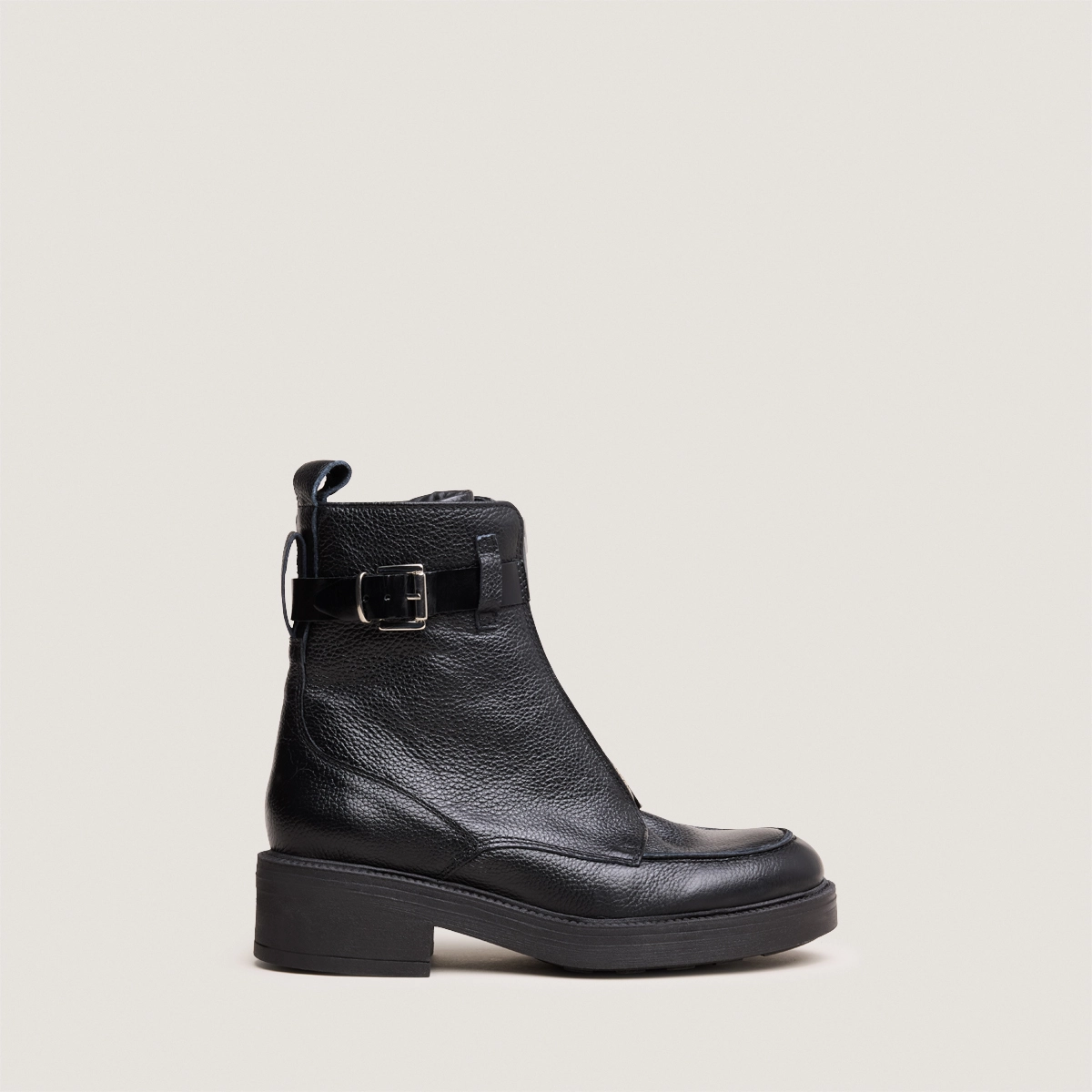 Boots à fermetures éclairs en cuir grainé et cuir noirs | ARIO | Jonak