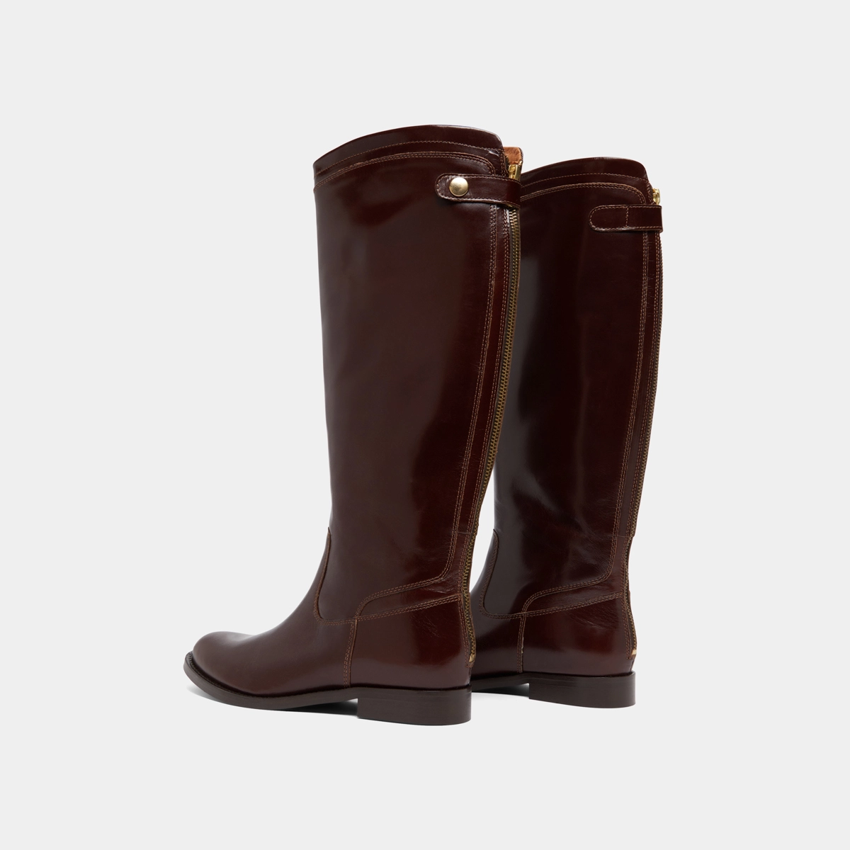 Bottes &agrave; fermetures &eacute;clairs arri&egrave;res en cuir marron | AUROS | Jonak