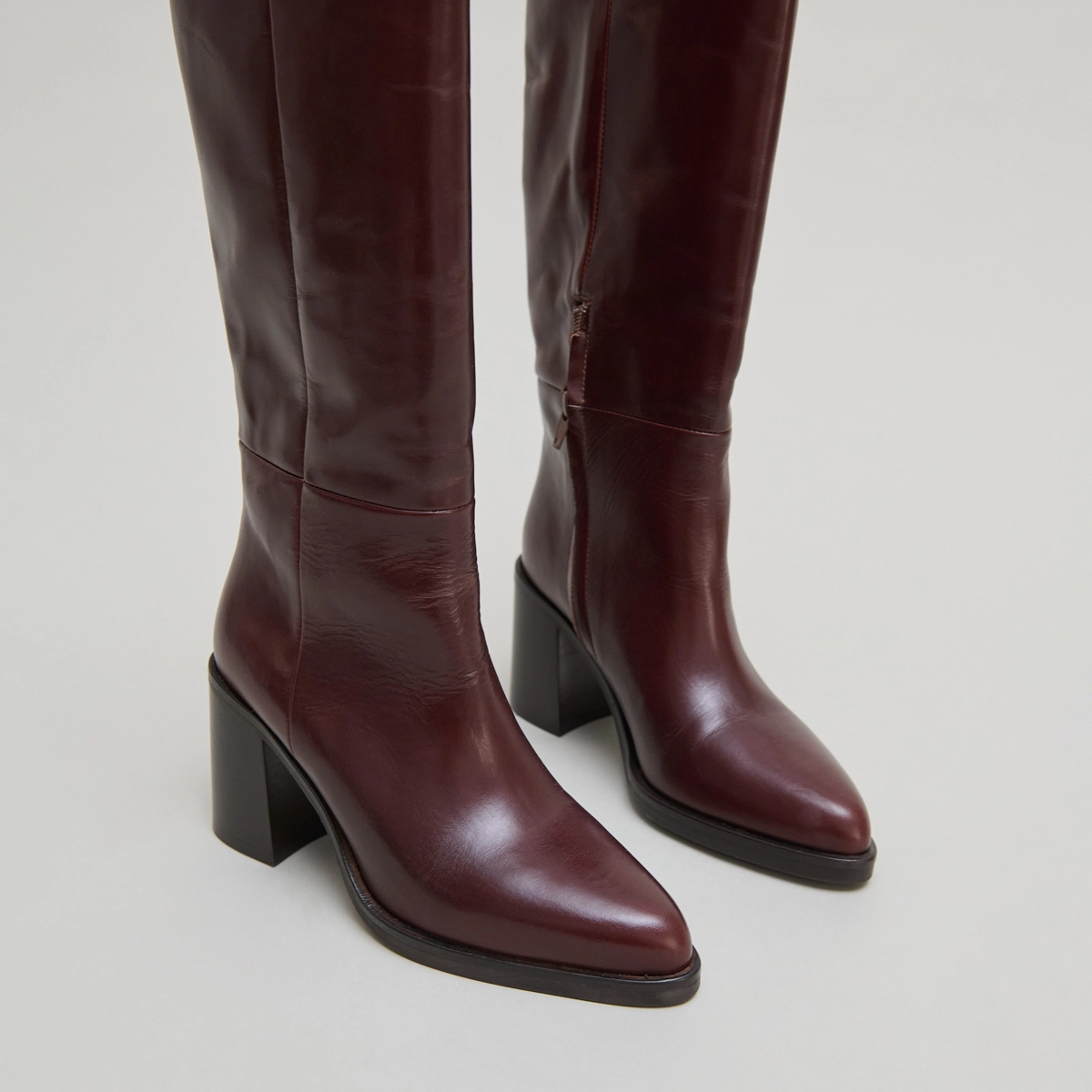 Bottes à talons lamellés en cuir marron | DICKINSON | Jonak
