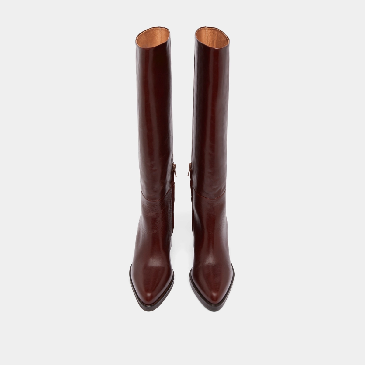 Bottes à talons lamellés en cuir marron | DICKINSON | Jonak