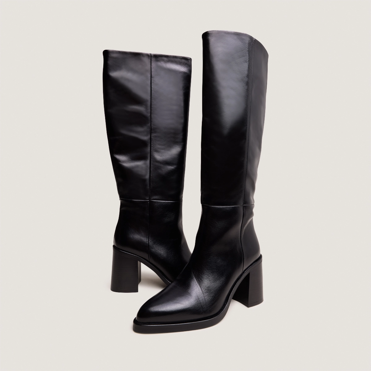 Bottes à talons lamellés en cuir noir | DICKINSON | Jonak