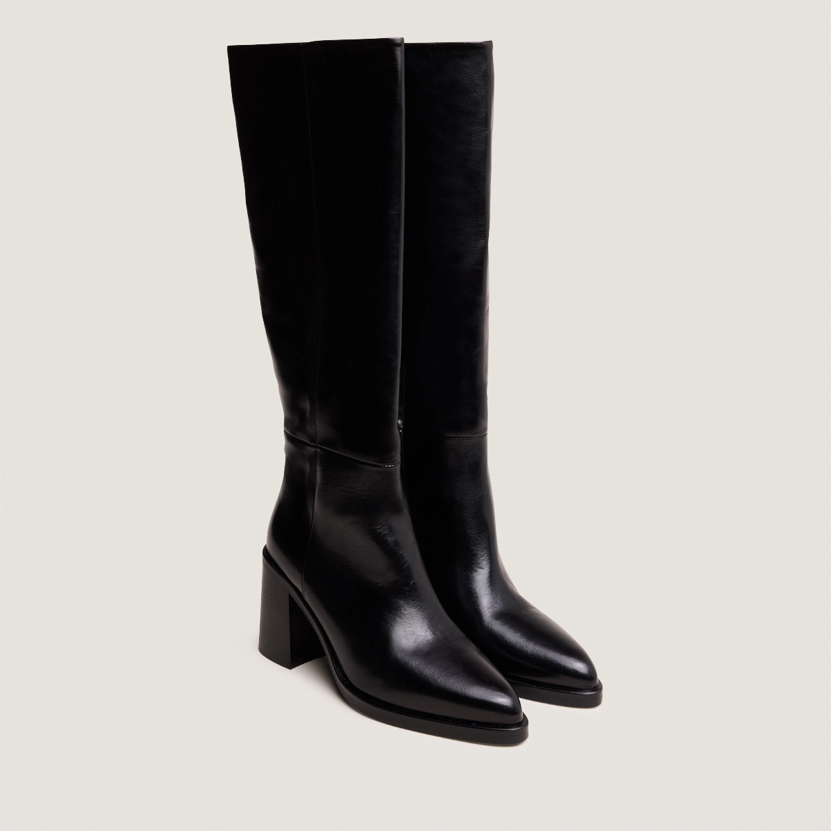 Bottes à talons lamellés en cuir noir | DICKINSON | Jonak
