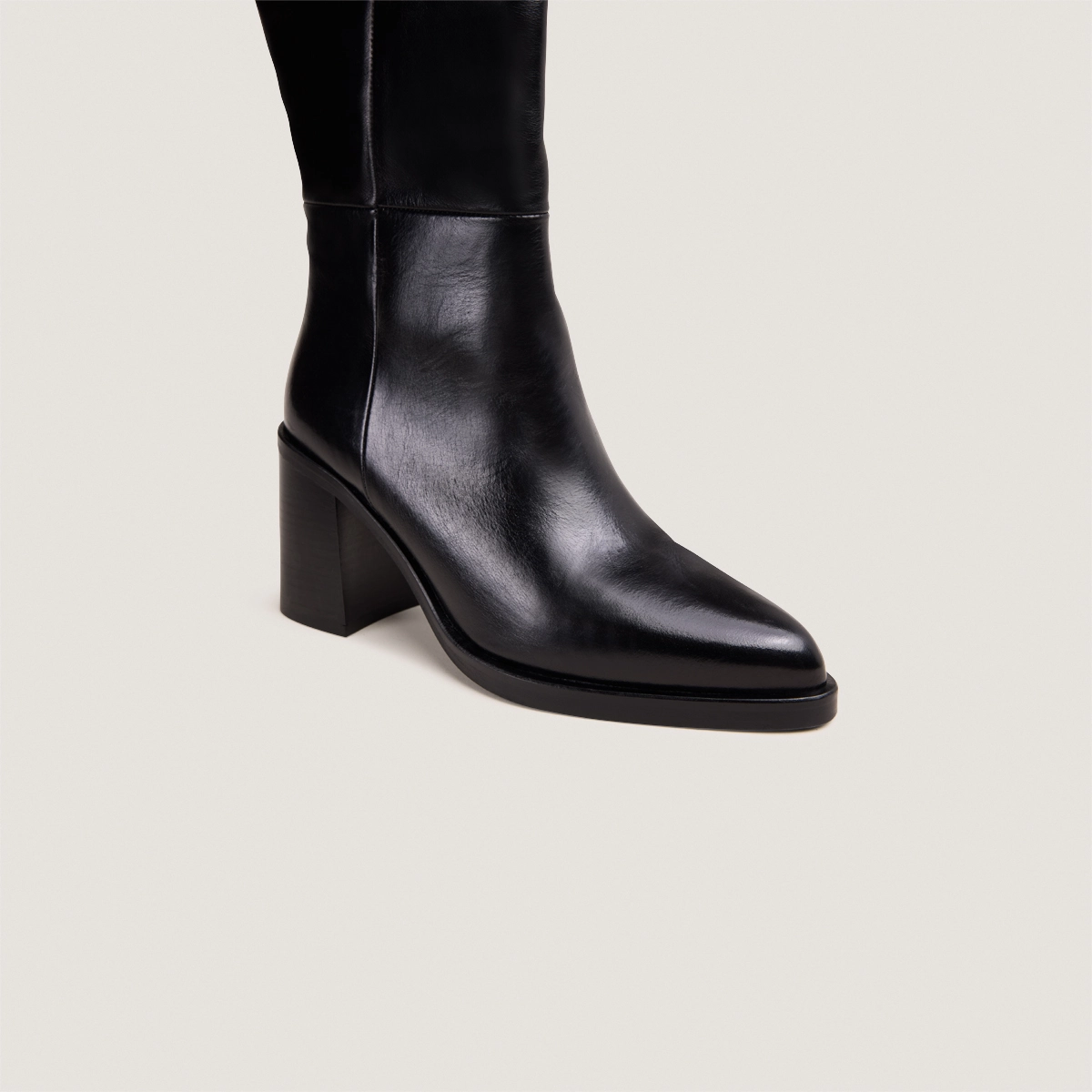 Bottes à talons lamellés en cuir noir | DICKINSON | Jonak