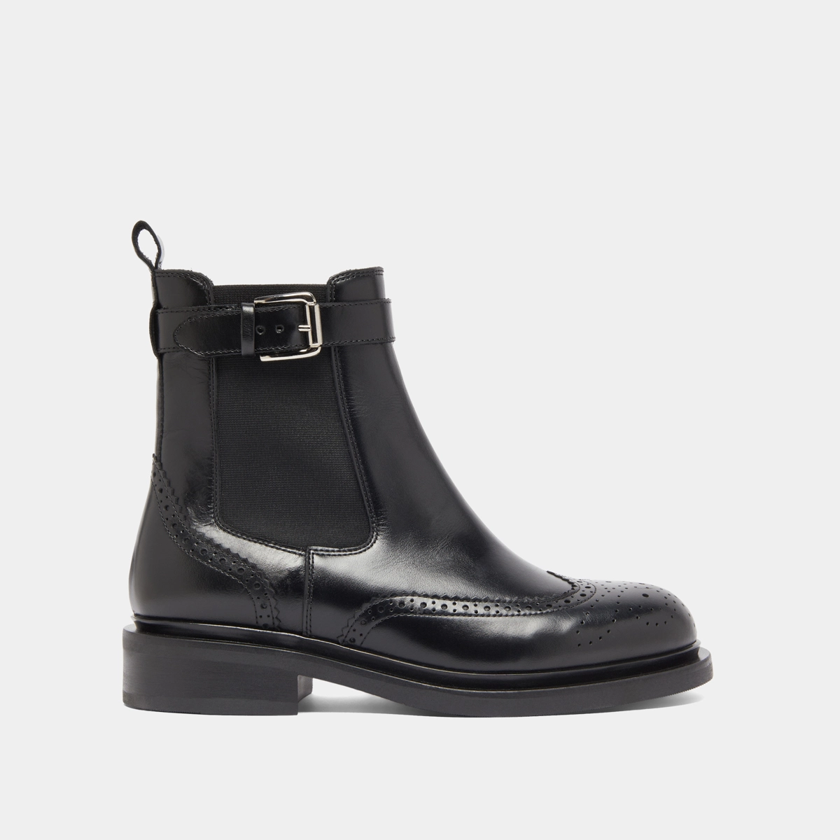 Boots à boucles en cuir noir | DOUBY | Jonak