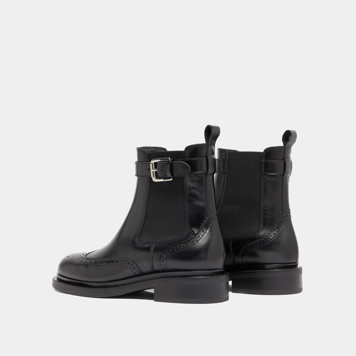 Boots à boucles en cuir noir | DOUBY | Jonak