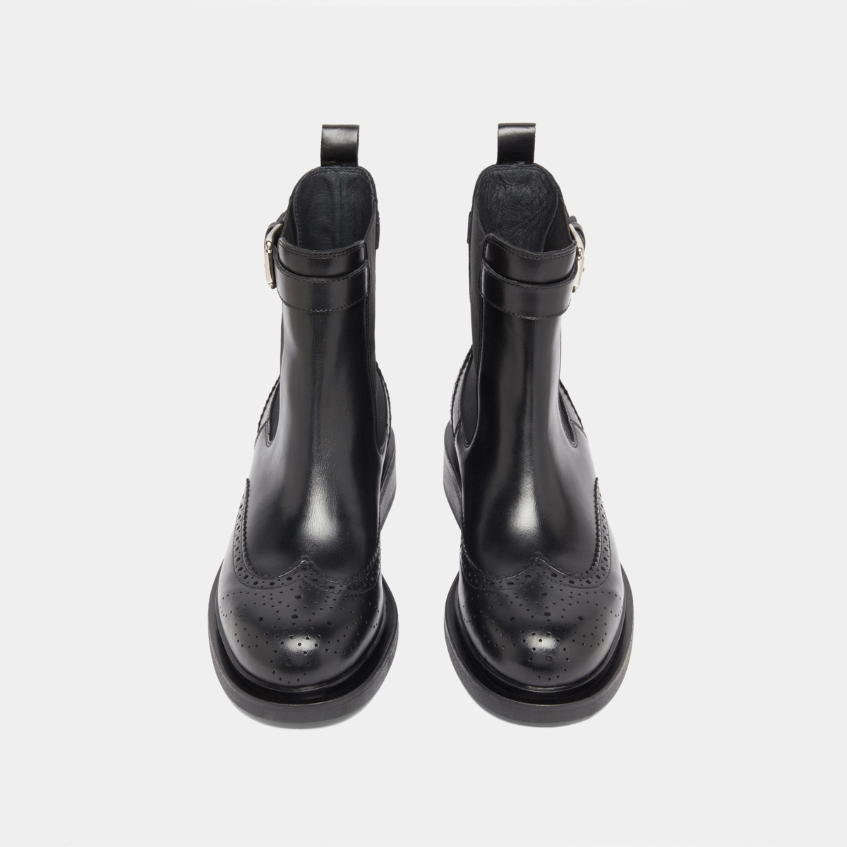 Boots à boucles en cuir noir | DOUBY | Jonak