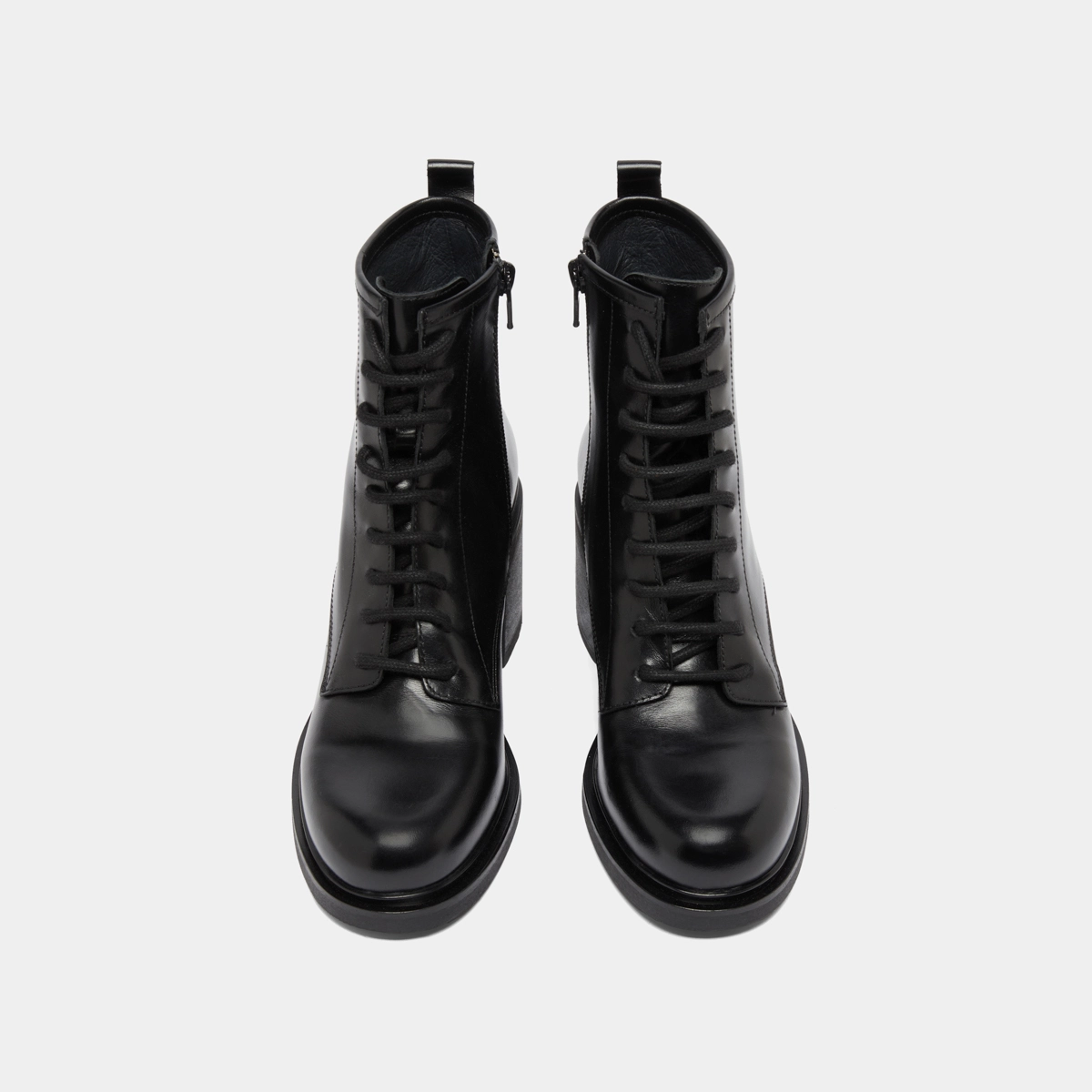 Boots &agrave; talons et &agrave; lacets en cuir noir | DUPLEX | Jonak