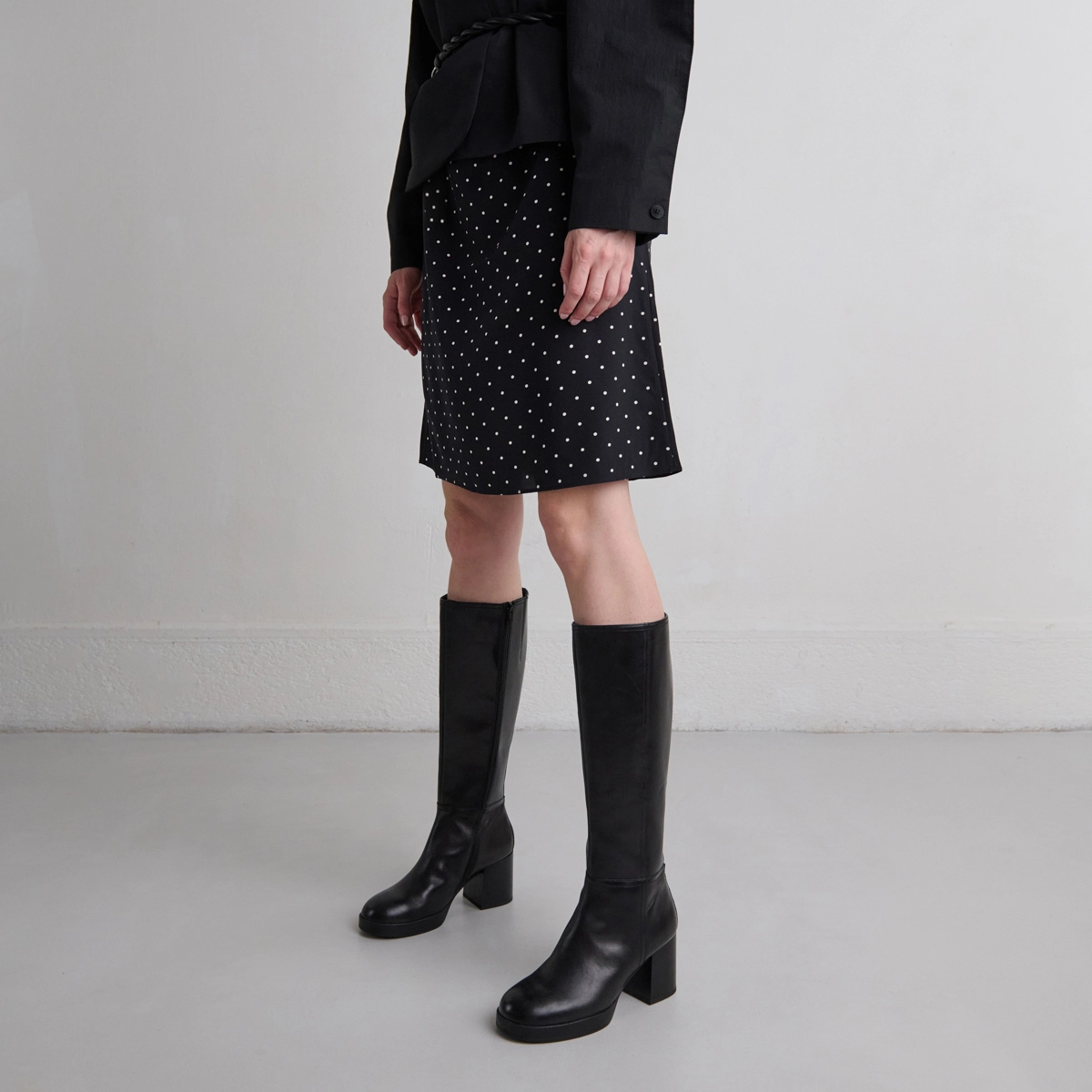 Bottes à talons en cuir noir | ANELIA | Jonak