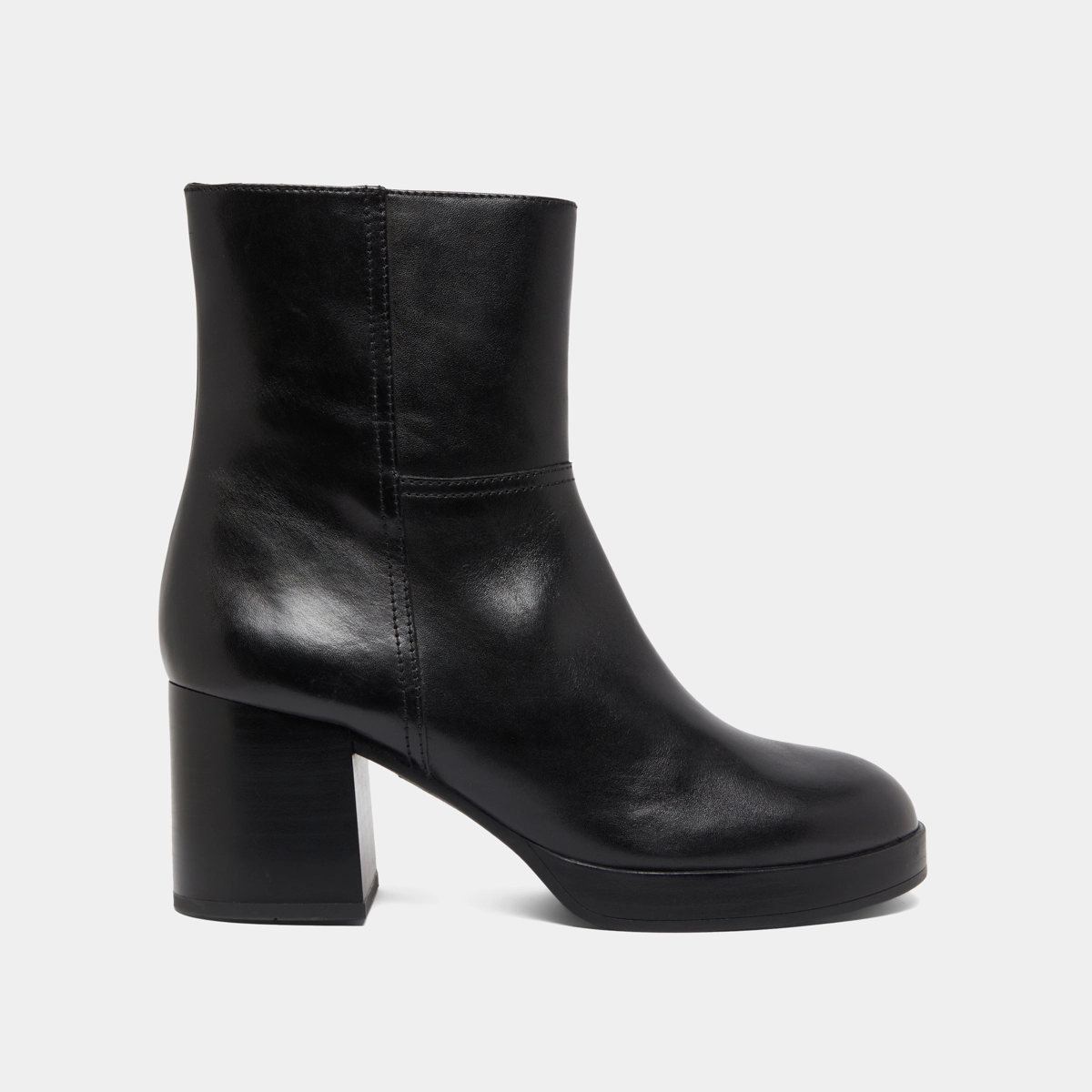 Bottines &agrave; talons flare en cuir noir | ANELLE | Jonak