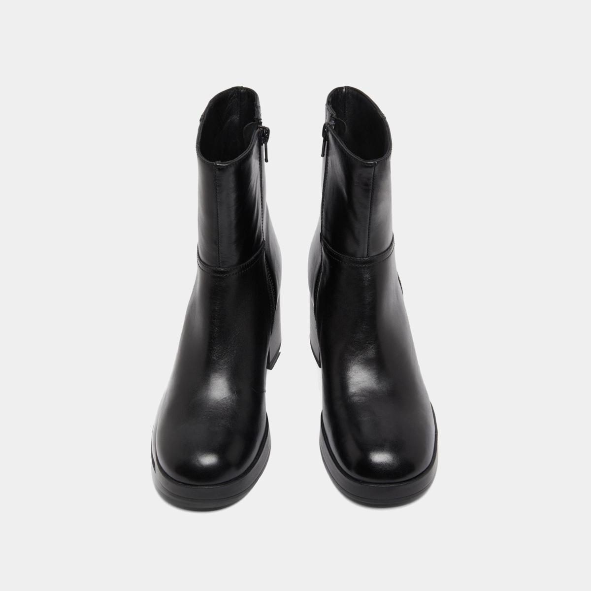 Bottines &agrave; talons flare en cuir noir | ANELLE | Jonak