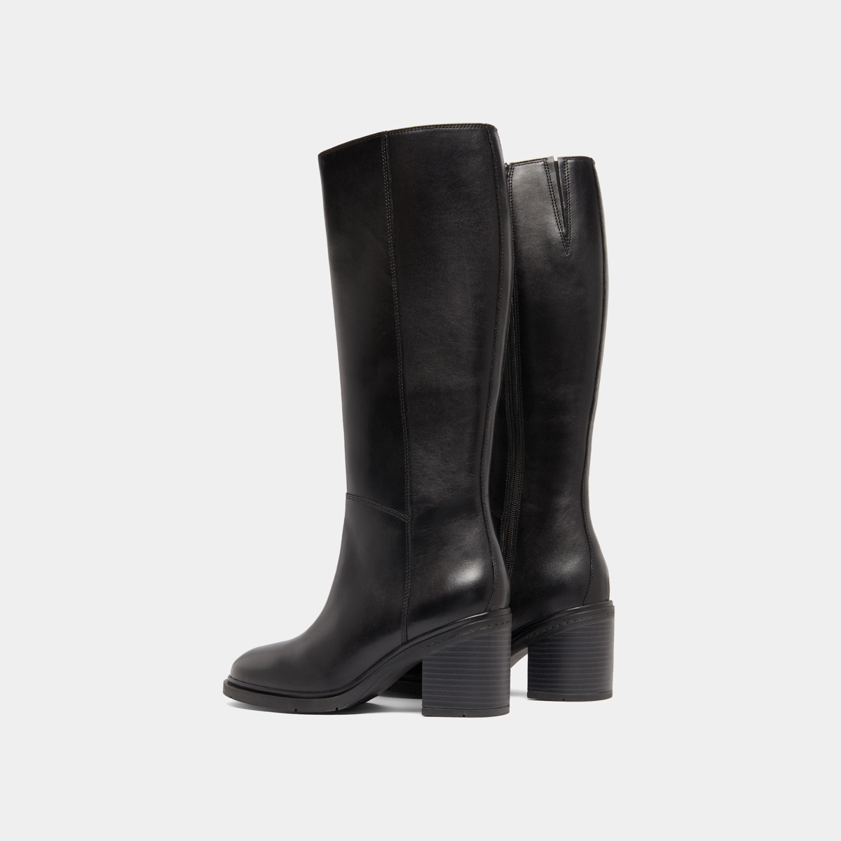 Bottes &agrave; talons et &agrave; bouts ronds en cuir noir | ATILUS | Jonak