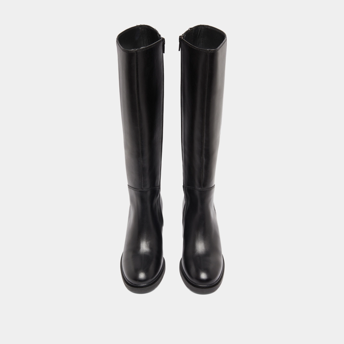 Bottes &agrave; talons et &agrave; bouts ronds en cuir noir | ATILUS | Jonak