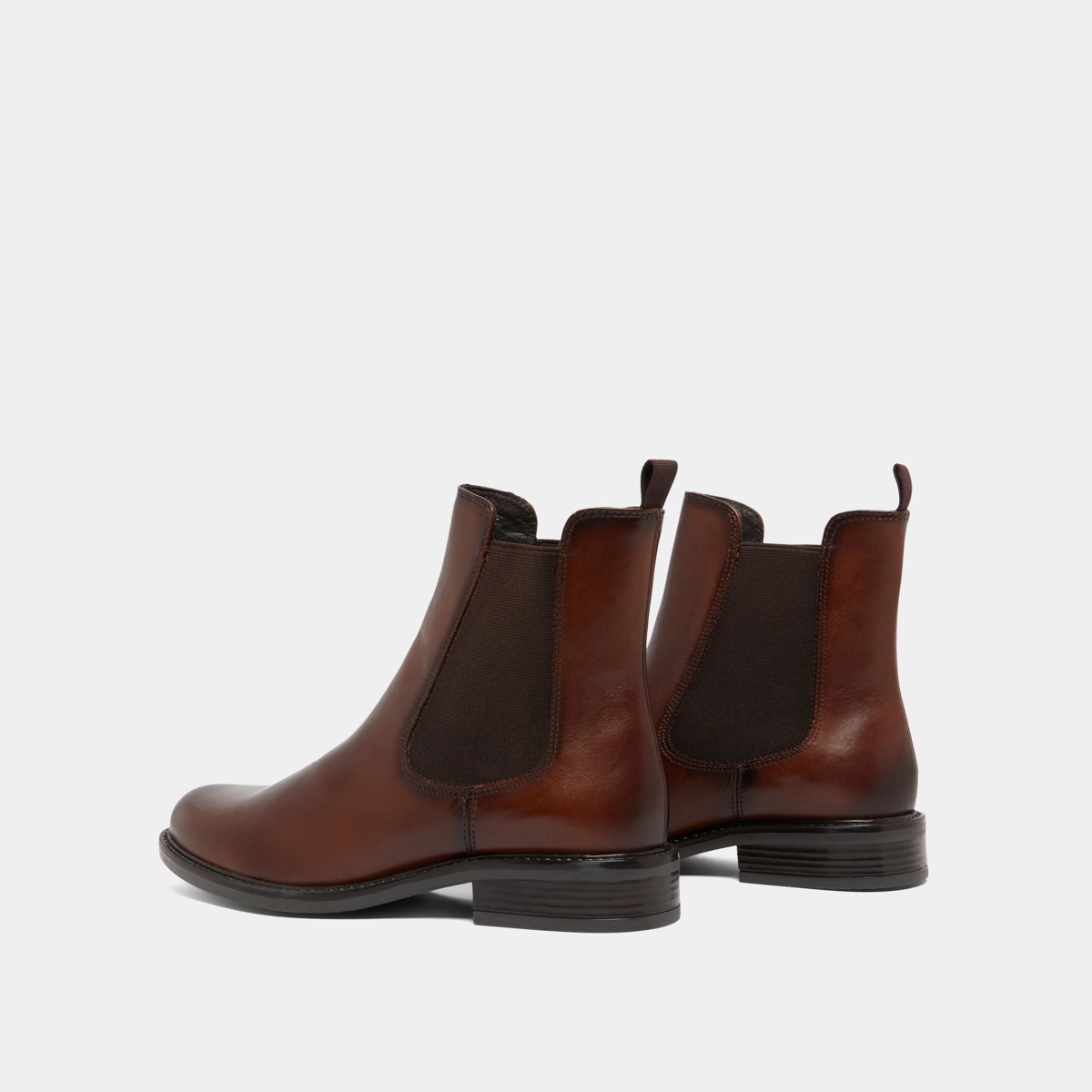 Boots à élastiques et à bouts ronds en cuir cognac | AUDRY | Jonak